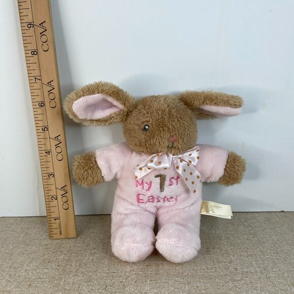 MTY International Bunny Rabbit Pink 7" Plush Rattle My 1st Easter Stuffed Toy - Picture 1 of 8